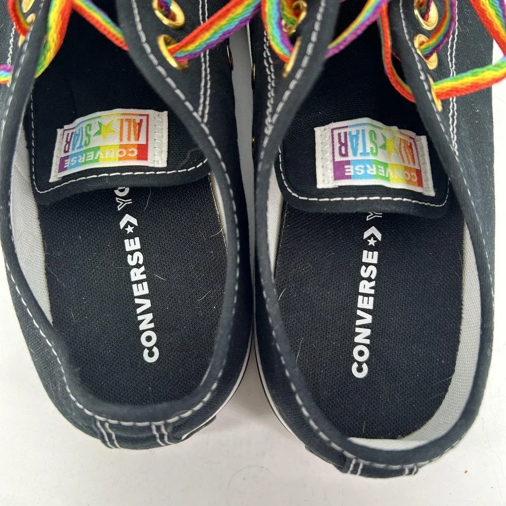 Converse All Star Shoes Mens Size 9 Black Rainbow Pride Low Top Lace Up Sneakers - Picture 11 of 14